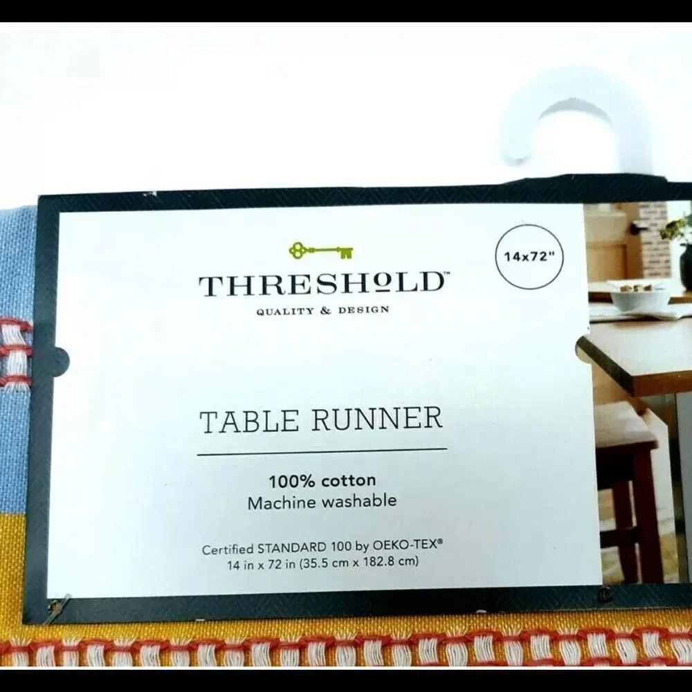 2 Set of Threshold Table Runner 14x72‎ in 100% Cotton Yellow Cloth Decorative